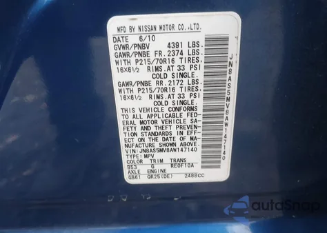 2010 Nissan Rogue S z USA, uszkodzony, nr VIN JN8AS5MV8AW147140